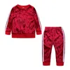 Marke Baby Mädchen Kleidung Gold Samt Langarm Anzug Jungen Kleidung Set Kinder Kleinkind Winter Kleidung Kind Herbst Outfits