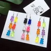 Résine à la main coloré dessin animé ours balancent boucles d'oreilles Unique couleur bonbon Animal goutte boucle d'oreille pour femmes fille drôle fête bijoux