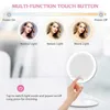 LED Makeup Mirror With Light Lamp With Storage Lighting Desktop Rotating Cosmetic Adjustable Dimming USB Vanity