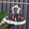 Bebé Vintage Vintage Vestido Floral Crianças Espanhol Lolita Vestidos Infantil Batening Ball Vestidos Meninas Princesa Vestidos 210615