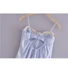 YENKYE Floral Embroidered Light Blue Sling Sexy Dress Women Romantic Backless Night Out Party Dress Female Summer Short Vestido 220510