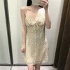 Za Lato Kwiaty Drukuj Szyfonowe Paski Sukienki Kobiety Bez Rękawów Backless Beach Sukienka Kobieta Elegancka V Neck Mini Dresses 210602