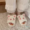 winter Women Lovely Cartoon Pig Soft Plush Slides Flat Heel Footwear Flip Flops Indoor Outside Slippers Home Warm Fur Shoe 211223