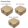 Eco-Friendly Rattan Storage Box Lid Hand-woven Jewelry Box Wicker Makeup Organizer Food Candy Container Boxes Bins for Kids Toys 210315