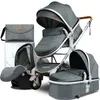 Poussettes # Sea High Landscape Baby Poussette 3 en 1 Poussette Pliante Born Pram Two-way -absorbant Child Cart Send Bag