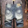 Men's Retro Style Ripped Denim Shorts 2021 Summer New Street Fashion Slim Hole Short Jeans Male Brand Clothes X0628