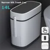 14L Prullenbak Can Bathroom Zero-Afval Dustbin One Sleutel Knop Afvalbak W / Borstel Smalle Naad Afval Voor Toilet Garbage 210728