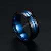 Mode Zwarte Ring voor Mannen Vrouwen Groef Regenboog Titanium Staal 8mm Trouwringen Trendy Mannelijke Sieraden Geschenken