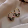 2021 Korean Fashion Jewelry Geometric Alloy Grey Crystal Retro Female stud Earrings