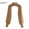 Zevity Women TurtleNeck襟長袖編みセーターFemmeシックなデザインカジュアルプルオーバーハイストリートレディーストップスS434 211103