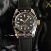 Designer Watches 41mm M79733N-0003 79733 Asian 2813 Automatic Mens Watch Gold Dial Steel Case Black Bezel Leather Strap HWTD discount