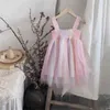 İlkbahar Yaz Gelenler Kızlar Moda Gökkuşağı Elbise Çocuklar Kore Tasarım Kız Giysileri 210528