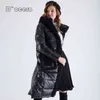 D'OCERO Veste d'hiver Femmes Fausse Fourrure Parkas Femme Long Manteau matelassé avec ceinture épaisse coton à capuche mode vêtements d'extérieur 211130