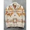 Ropa Hombre Invinerno Spadek Mężczyzna Turn-Down Kołnierz Pocket Print Drut Sweter Dla nastolatków Casual Plus Size Cardigan Strickjacke Herren 210604