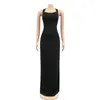 الفساتين غير الرسمية للنساء أزياء الشارع ضمادة دبابة O-Neck Lace Up Open Back Slim Maxi Dress