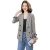 Herfst Dames Hoge Kwaliteit Dames Kantoor Blazer Casual Temperament Solid Color Double Breasted Ladies Jacket Small Suit 210527