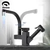 Shinesia Kitchen Faucet Matte Black LED Pull Out Bidet Spray and Cold Water Mixer Tap 360 Degree Rotation Sink Crane 211108