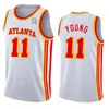 75th Trae 11 Young Atlant a Haw ks Jersey Retro Mesh Spud 4 Webb Basketball Jerseys 2021/2022 Broderie Logos hommes noir rouge blanc S M L XL XXL