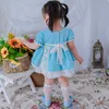 2 PCS Toddler Lolita Princesse Robe Infantile Espagnol À Manches Courtes Robes Bady Filles Fête D'anniversaire Arc Dentelle Robe Robes Pour Enfant 210615