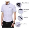 Men's Casual Shirts Floral Patchwork Shirt Summer Short Sleeve Cotton Korean Fashion Slim Non-iron Menswear Elegant Mens Clothes 2021