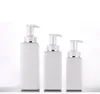 110ML 220ML 300ML 500ML shampoo flaconi quadrati per imballaggio flacone cosmetico vuoto in plastica trasparente bianca con sottobottiglia per gel doccia con bordo oro / argento