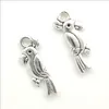 200 pièces perroquet oiseaux alliage tibétain argent pendentifs breloques pour la fabrication de bijoux Bracelet collier boucles d'oreilles bricolage 20*8mm