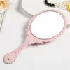 NOUVEAUDéfinition Miroirs Main Regardant Verre Rétro Motif Vanité Miroir De Maquillage Éclairé Style Coréen Princesse Compact Portable Poignée EWA5481