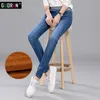 Womens winter warm velvet high waist jeans blue skinny stretch Pants for woman Plus size demin trousers ladies pant Femme 210608