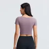 Haut court de Yoga pour femmes, Slim, couleur unie, Sexy, ajouré, T-shirt à manches courtes avec poitrine rembourrée, soutien-gorge de sport pour course à pied