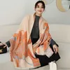 Kashmir halsduk foulard varma vinter kvinnor halsdukar retro blomma tryck pashmina sjalar wraps filt hals bufanda 220114