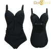 Women Push up Swimwear Swimsuit Plus Larges Big Size Solid Black Blue Red Bathing Swimming Suits Beachwear Wear 210630