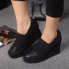 Klassisk Mode Designer Kvinnor Skor Formell Wear Love Wedge Heel Inner Öka lyxig hög rund tåstorlek 34-41