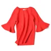 Summer Arrival O Neck Knitted T-shirt Flare Sleeve Ice Silky Women Tees 6 Colors Available Korean Style White Top 210527