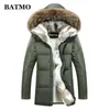 BATMO varış kış tavşan kürk yaka 80% beyaz ördek aşağı kapüşonlu ceketler erkekler, artı boyutu S-5XL 210819