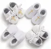 Baby Girls Baby Boys Cross Baptism Christening Elastic Closure Shoes Premium Soft Sole Infant Prewalker Toddler Sneaker Shoes 210317