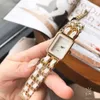 Relógios clássicos relógio quadrado pulseira trançada relógio retrô corrente de couro preto ouro luta corrente de couro couro feminino relógio de pulso w283