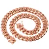 Men's Stainless Steel Necklace, 8mm / 10mm / 12mm / 14mm, Cuban Chain, Dragon Buckle, Gold, Rose Gold, Jewelry Q0809