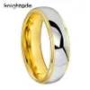 6/8mm Mode Wolframkarbid Hochzeit Band Männer Frauen Verlobungsring Liebhaber Schmuck Gold Pected Dome Polieren Komfort Fit