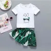 Летние младенческие Rompers Одежда с коротким рукавом принт кролика лук короткая юбка детские девушки костюм 1-5T 210629