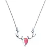 Pendant Necklaces Christmas Antler For Necklace Women Korean Fashion Elk Colorful Moonstone Clavicle Chain Jewelry Gift