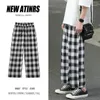 Männer Hosen Frühling Sommer Plaid Mode Retro Kordelzug Casual Männer Streetwear Hip-hop Lose Gerade Herren M-2XL1