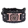 Charm armband trendiga nordiska odin triangel piratfartyg armband viking herr mode läder vävt tillbehör party smycken296w