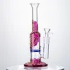 Straight Type Hookahs 14mm Female Joint Heady Glass Bongs 3mm Thickness 9 Inch Bong 2 Colors Water Pipes Honeycomb Perc Oil Dab Rigs With Bowl WP533