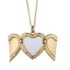 Sublimation Blank Necklace with Chain Decorations Blank Necklace Angle Wing Shape Pendant Tray Locket Photo Hot Transfer Printing Fashion Heart Shape Gold Silver