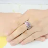 Santuzza Silver Ring для женщин Подлинное 925 стерлингового розового розового зеленого вишни Кубические циркония Дамы нежные моды Ювелирные изделия 211217
