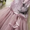 Lace Appliques Flower Dress Kids Girls Clothing Toddler Grils Birthday Party Girls Dress 2-6 Years Children Casual Clothes Q0716