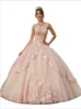 Pink Princess Quinceanera Платье Сладкое 16 Бальное платье 2022 Appliques Sequins Bears Цветы Без спинки Вестидос де 15 Años