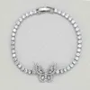 Llegada mariposa Vintage 3mm circón 20cm color plata en la mano pulsera brazalete para mujer señora joyería S7059