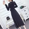 PERHAPS U Gray Lurex O Neck Full Sleeve A Line Sash Maxi Dress Long Elegant Winter Autumn D0748 210529