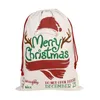 Juldekorationer 70x50 cm Santa Claus Presentväska Candy Reindeer Letter Print Drawstring 2021 Hem År Noel